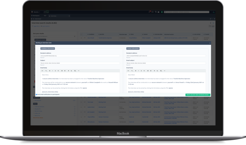 One click secure video interviews