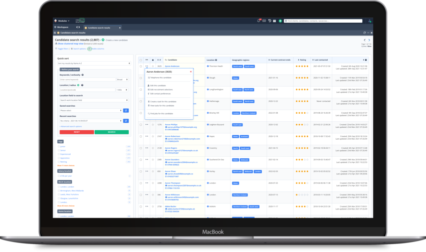 Candidate record actions
