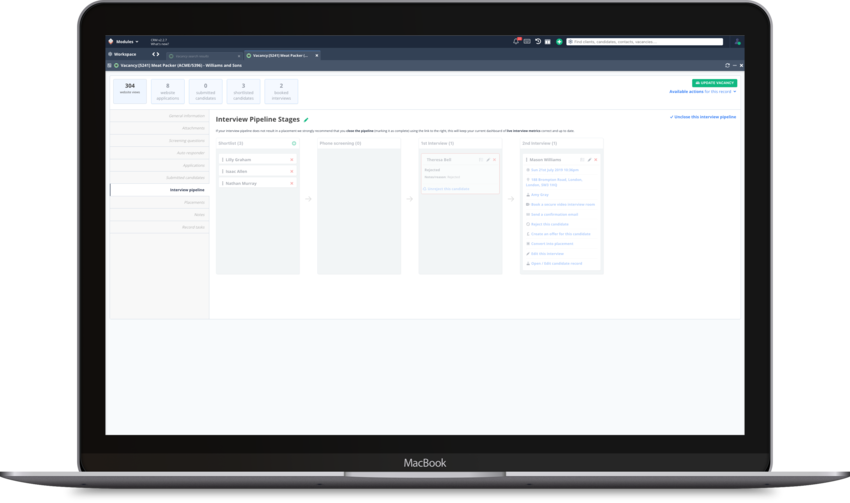 Interview pipeline management