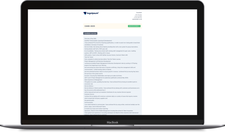 Anonymous, branded candidate profiles