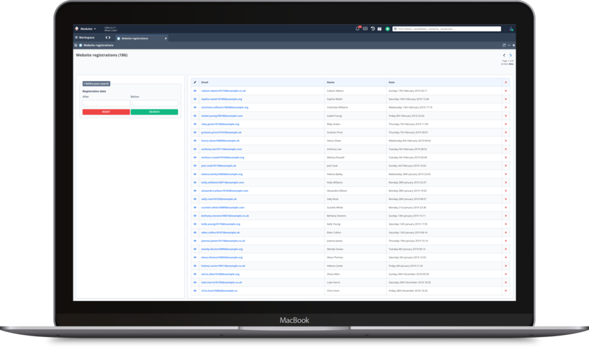 Integrated website registrations