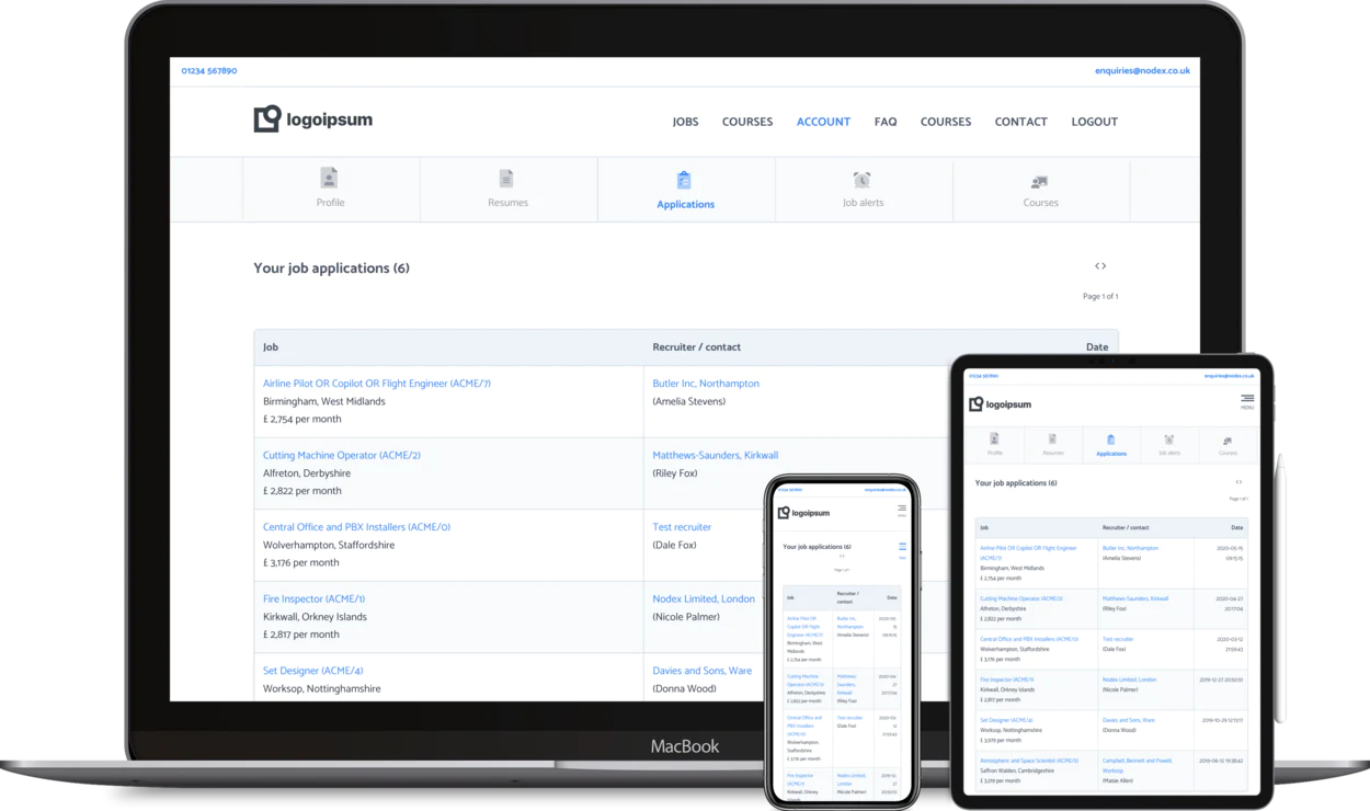 Applications page
