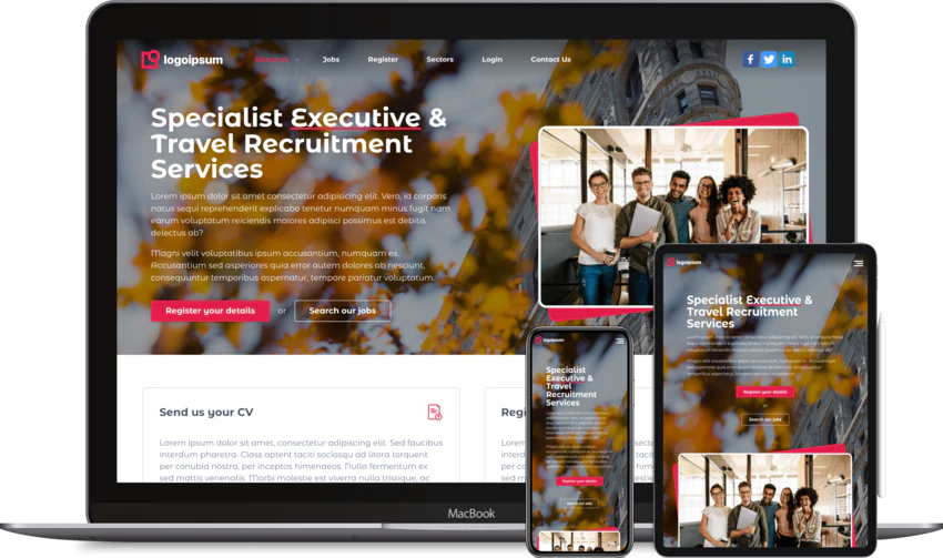 Recruitment website design template Excursion